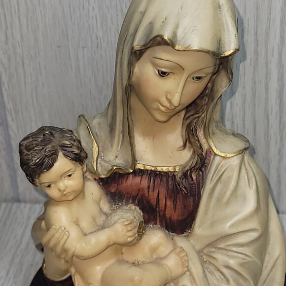 Vintage Italian A Santini Virgin Mary Baby Jesus Sculpture Bust Religious Statue - Picture 2 of 9
